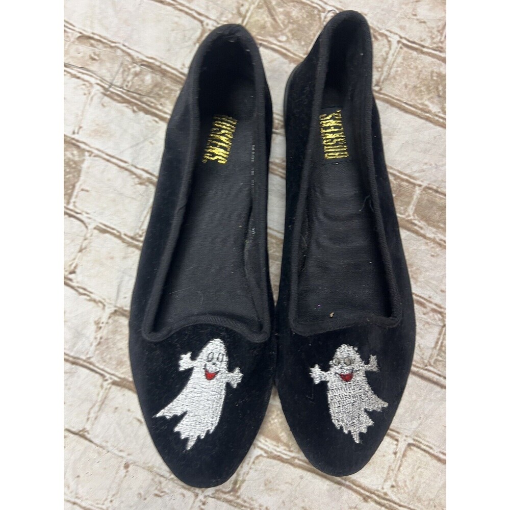 Black Ghost Embroidered Flats vintage